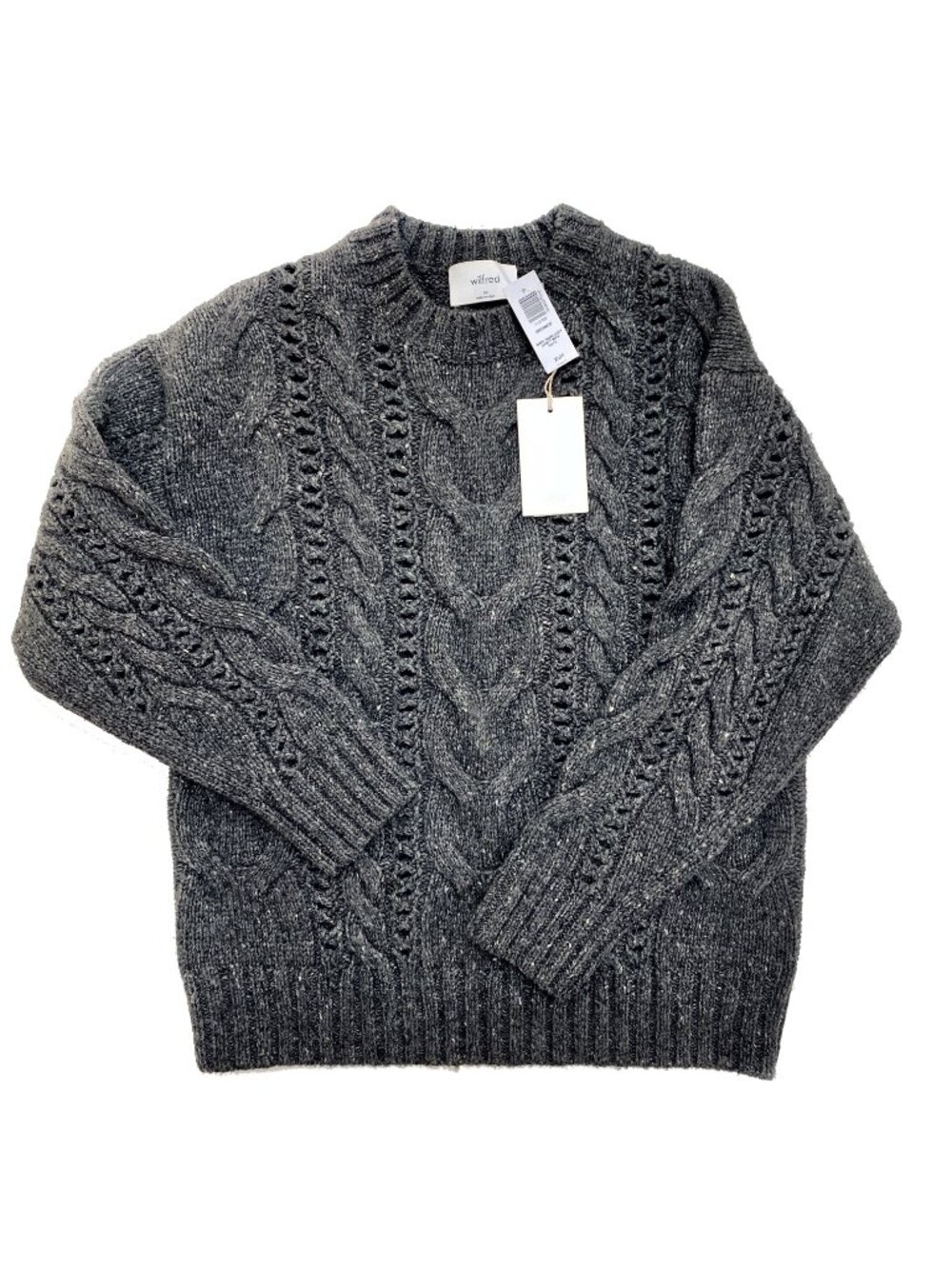Aritzia Wilfred Bronco Cable Knit Wool Sweater XS Grey NWT - Picture 7 of 14